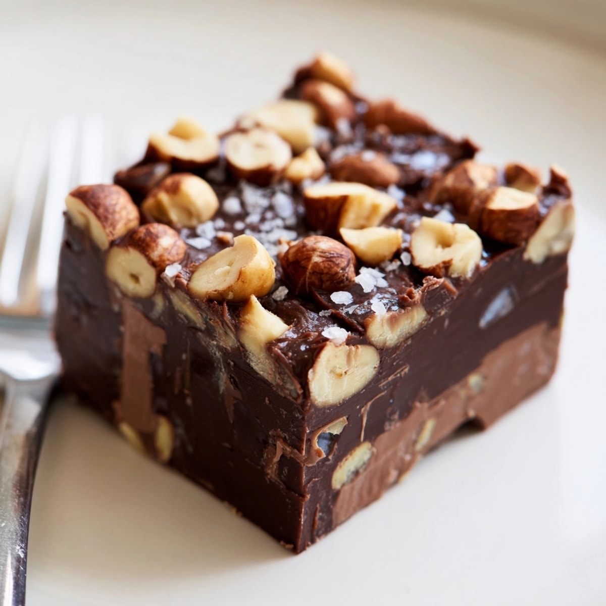 Easy Nutella Fudge recipe: melted chocolate swirled with rich hazelnut spread in a pan.