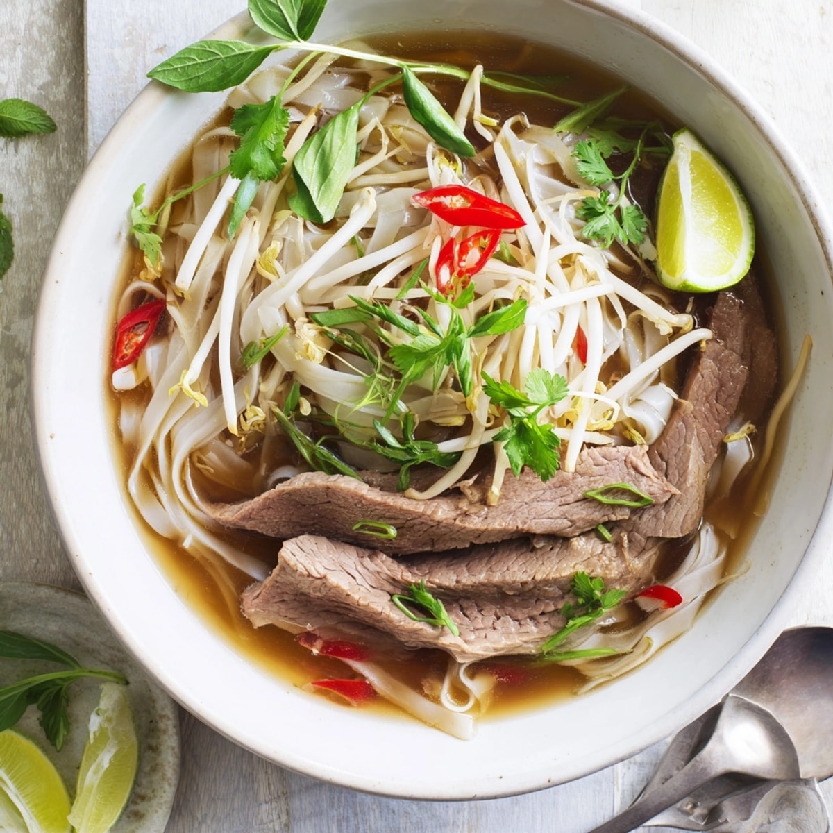 Comforting Pho-Inspired Instant Pot Soup, steaming with rich broth, perfect for a quick flavorful meal.