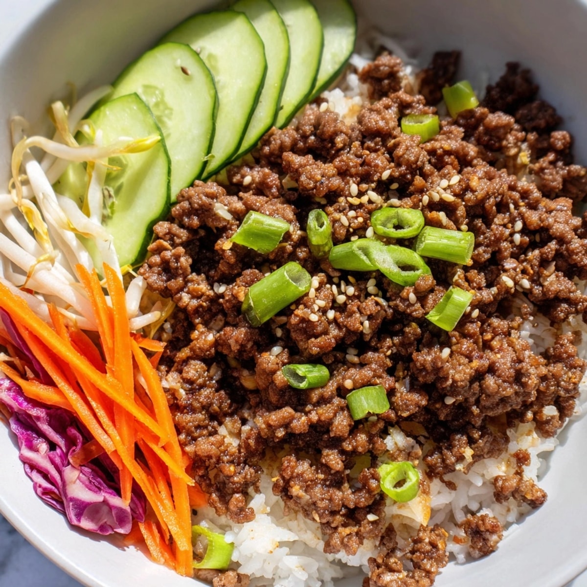 Savory Korean Ground Beef Bowl, a colorful and flavorful weeknight dinner ready in minutes.