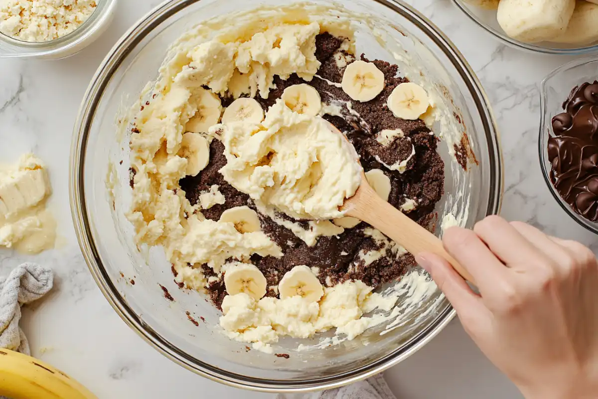 Banana Pudding Brownies preparation