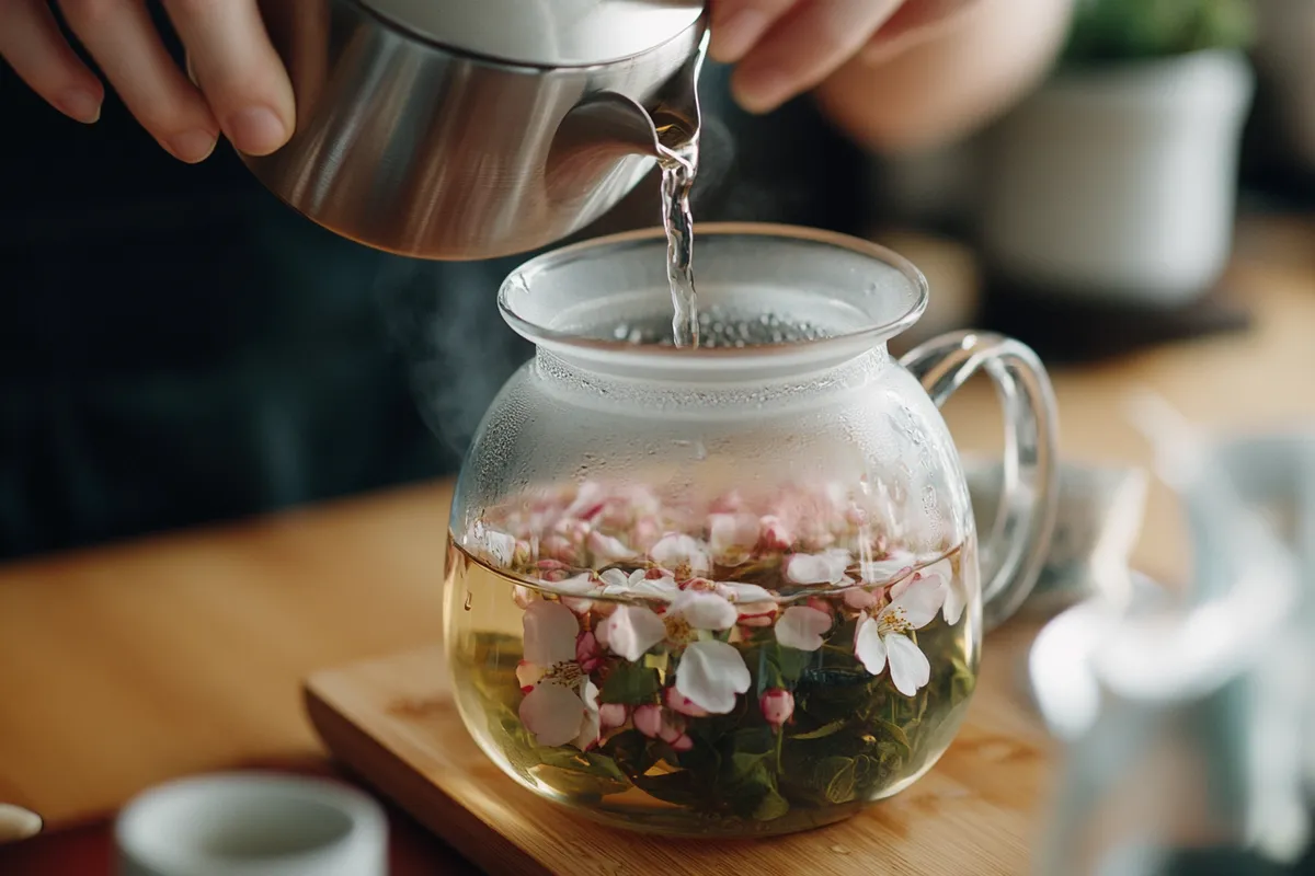 Brewing cherry blossom iced tea with care