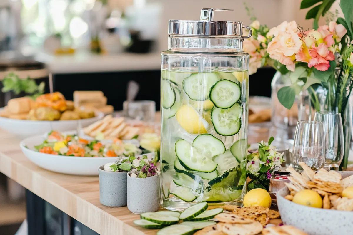 Entertaining with cucumber lemon water