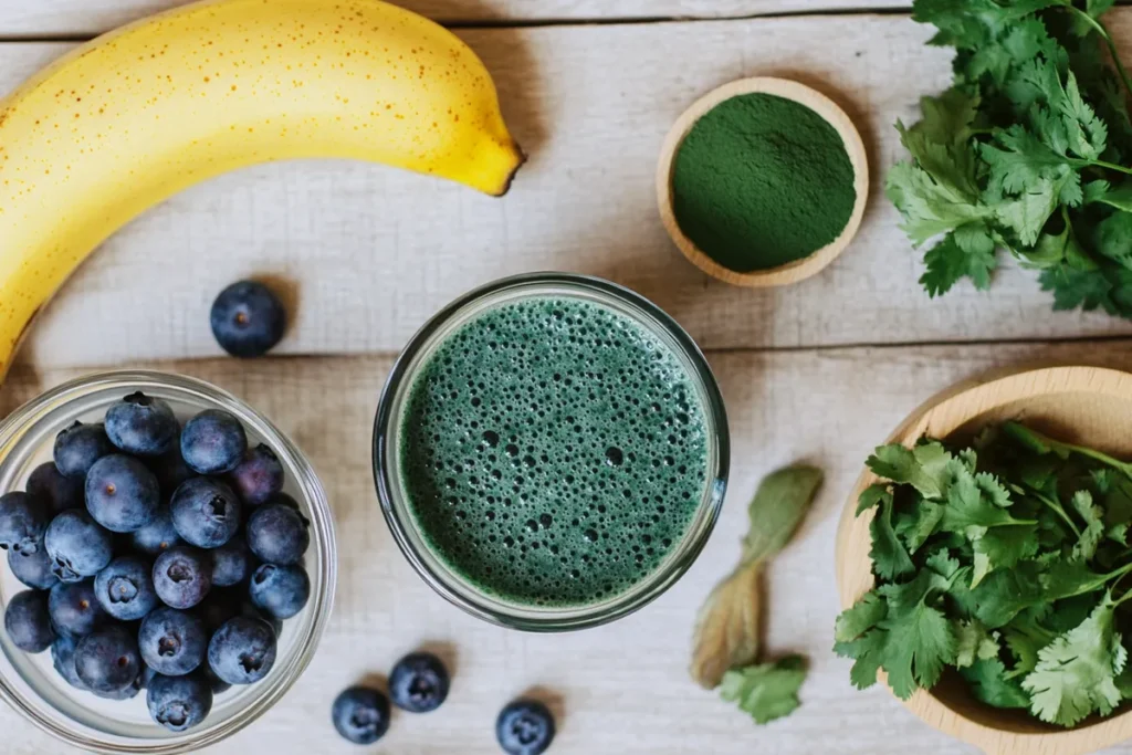 Detox smoothie with fresh ingredients