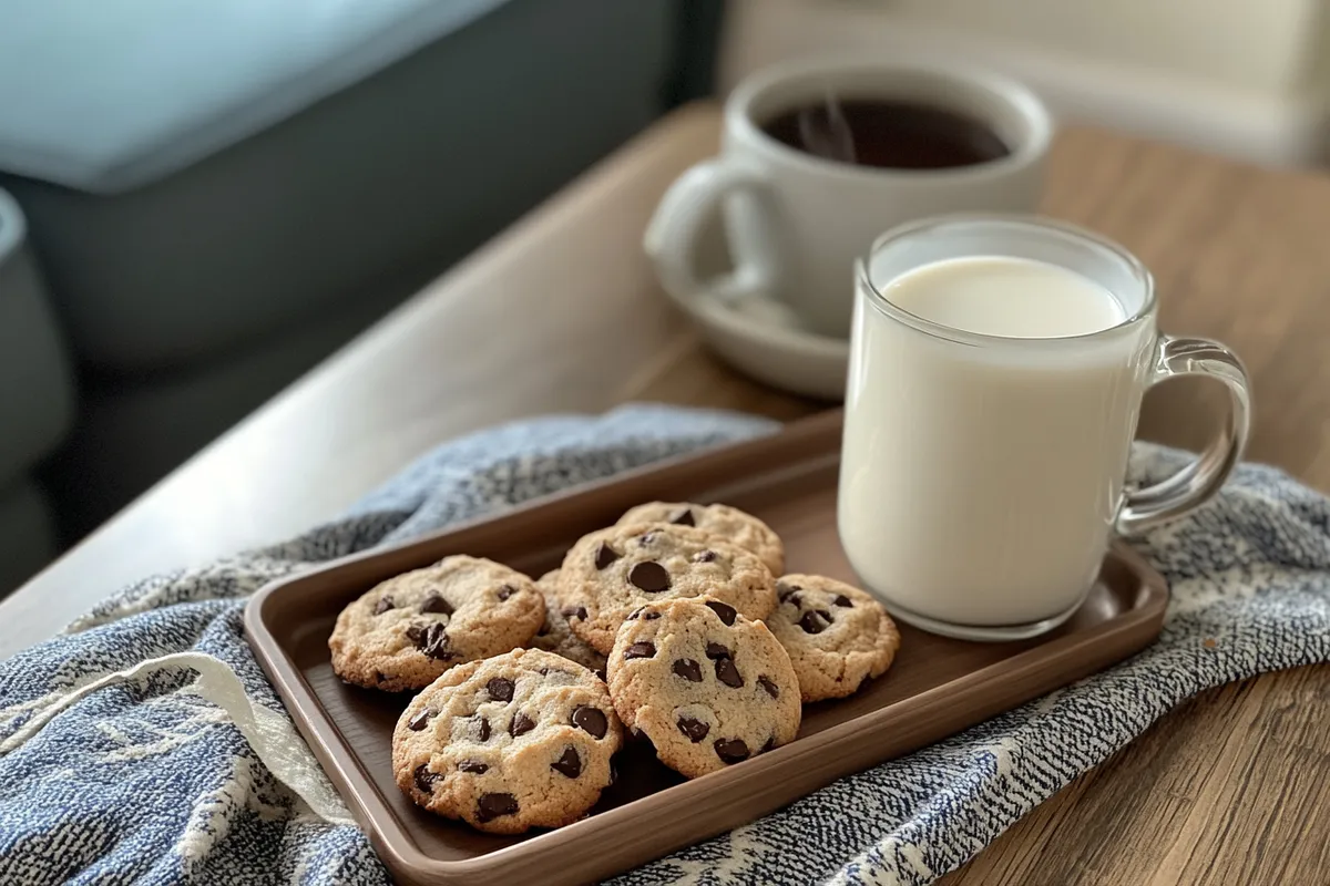 Cookies paired with milk and coffee