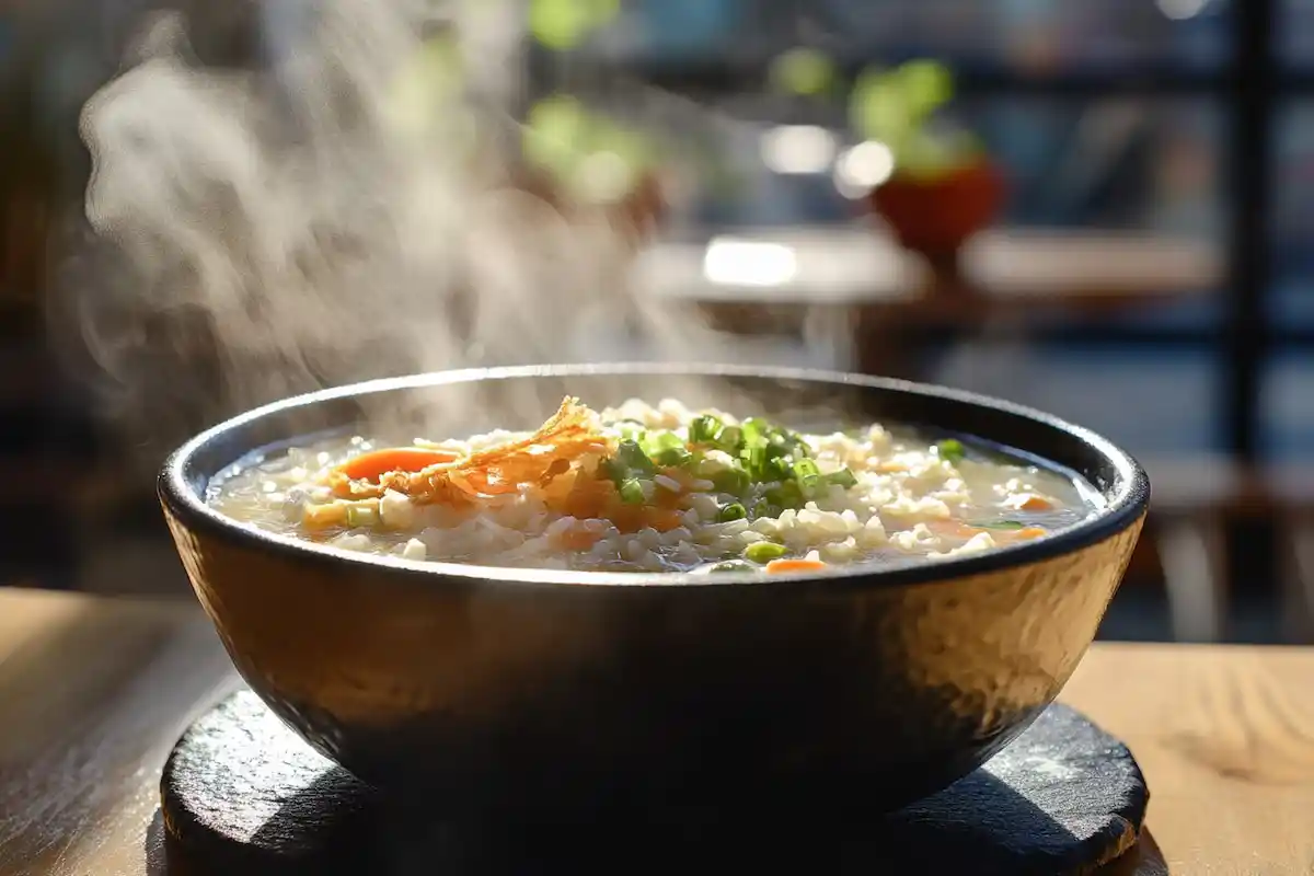 Sizzling Rice Soup presentation