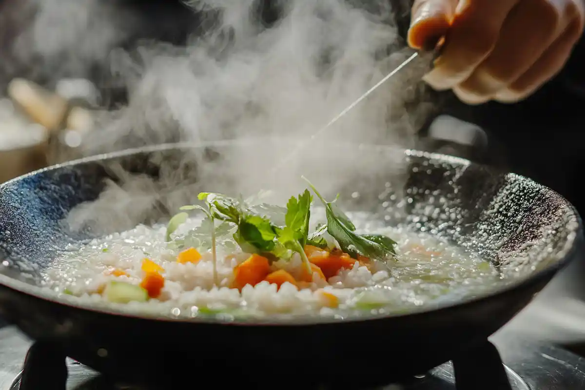 Sizzling Rice Soup preparation