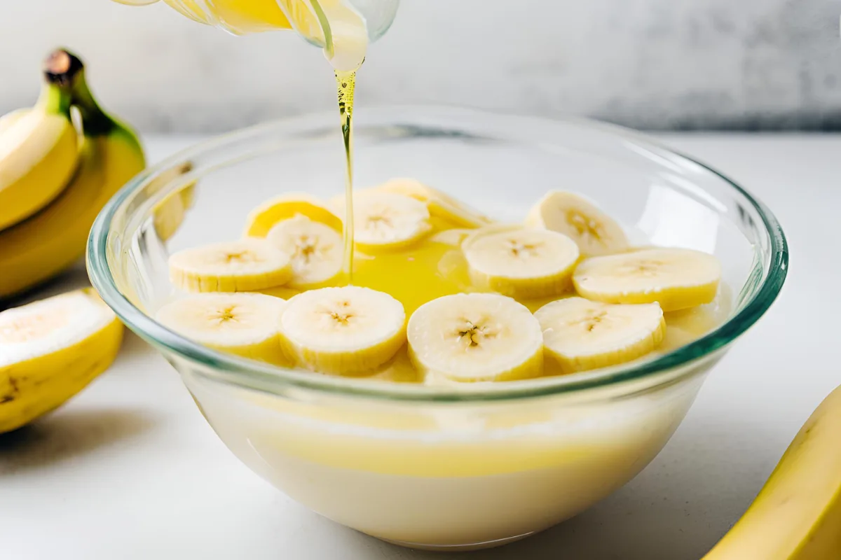 What keeps bananas from turning brown in banana pudding?