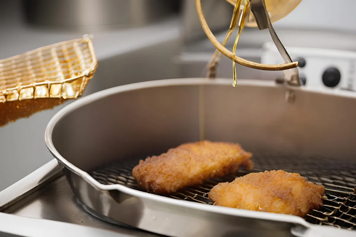 What temperature is the fryer set at for cooking filets temperature