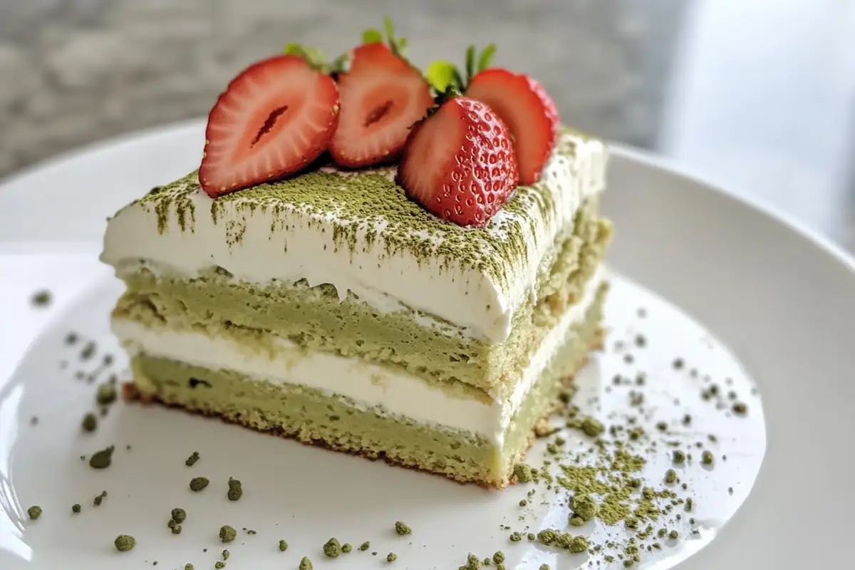 Matcha strawberry dessert